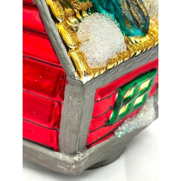 Department 56 Mercury Glass Christmas Tree Ornament Birdhouse Vintage Handpaint - Picture 14 of 16